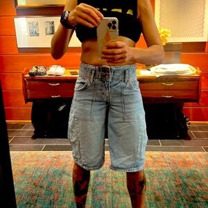 Free People horseshoe jean shorts.